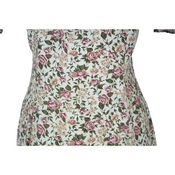 Vintage Paquette Too! Floral Dress with Rosette and Lace Collar Garden Cottage T - Picture 4 of 14